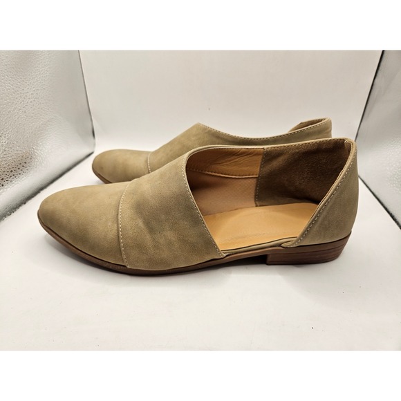 Women's Taupe Suede D'Orsay Pointed Toe Flats Sz 9 40 #395 - Picture 2 of 9
